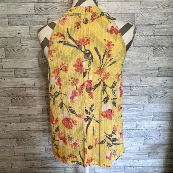 W5 Women’s Floral Halter Top Yellow/Orange Ribbed / Size-Small - Picture 8 of 10